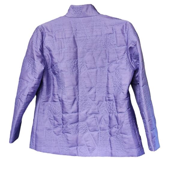 Design Exchange Quilted Lavender Amethyst 100% Silk Jacket Blazer Coat Small - Picture 3 of 7